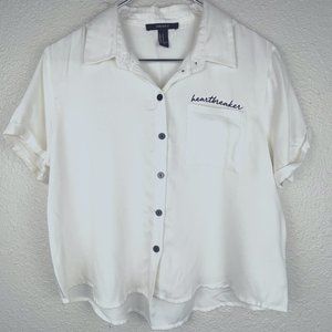 Forever 21 Heartbreaker Button-up Crop Top NWOT